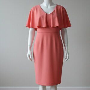 Calvin Klein Size 8 Coral Capelet Sheath Dress